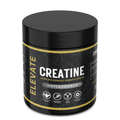 Container of Elevate Creatine Monohydrate powder by ElevateSupplementsNI, showing 500g micronised creatine supplement.