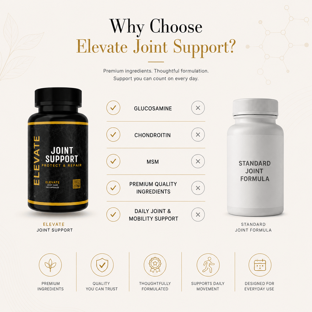 Elevate Joint Support Capsules with glucosamine, chondroitin, and MSM for healthy joints and mobility.