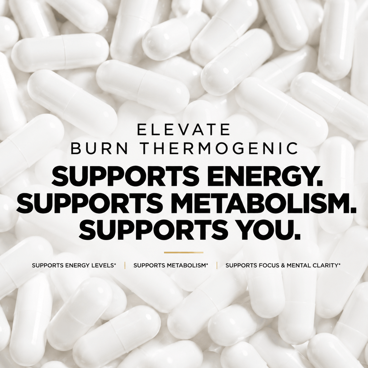 ElevateBurn thermogenic fat burner capsules by ElevateSupplementsNI, showing a bottle of dietary supplement capsules for weight loss.