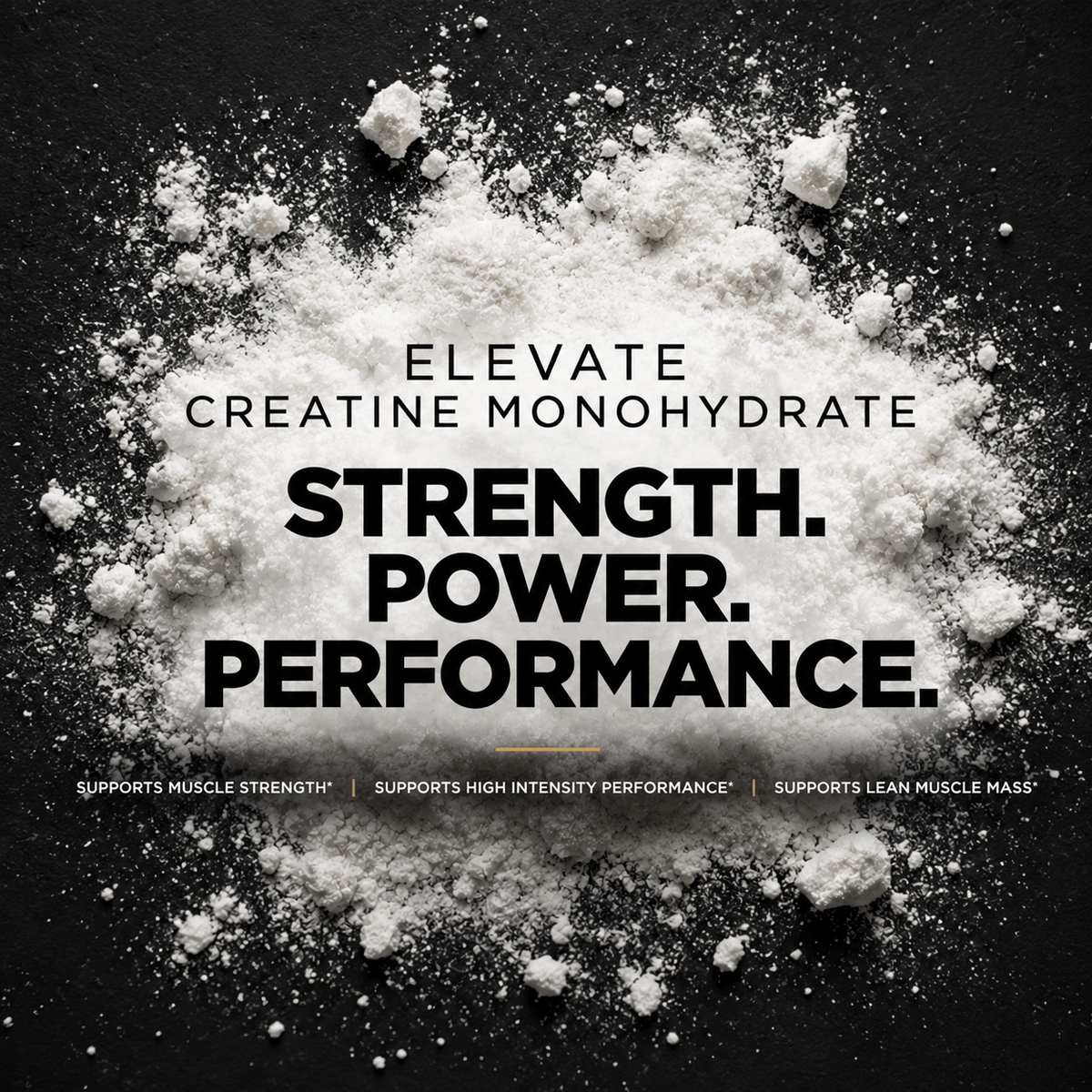 Elevate Creatine Monohydrate 500g container, showing micronised pure creatine powder for strength and performance.